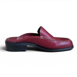 Mootsies Tootsies Leather Mule Loafers Burgundy Slip On Classic Size 8.5